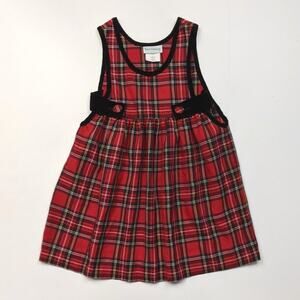Vintage Rare Editions Dress Girls Size 4T Red Tartan Plaid Sleeveless